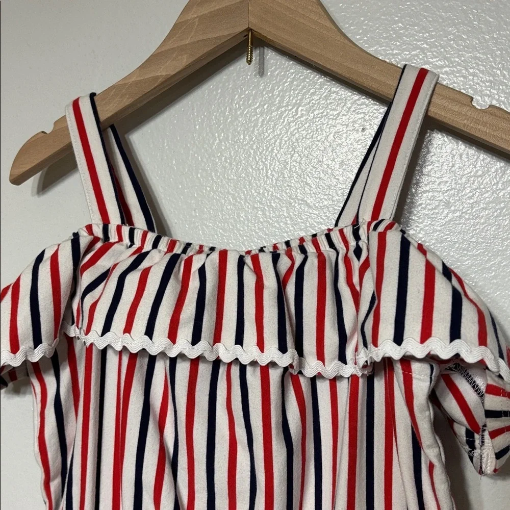 Janie and Jack Striped Cold-Shoulder Romper Size 6
